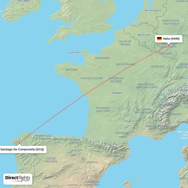Hahn - Santiago De Compostela direct flight map