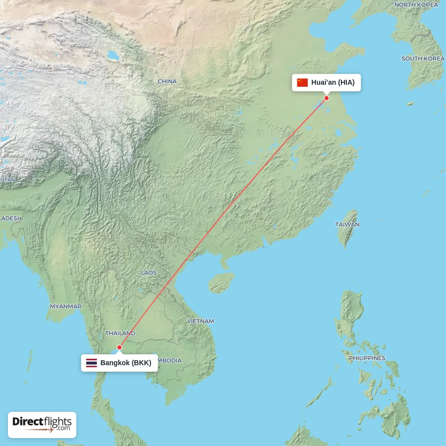 HIA - BKK route map