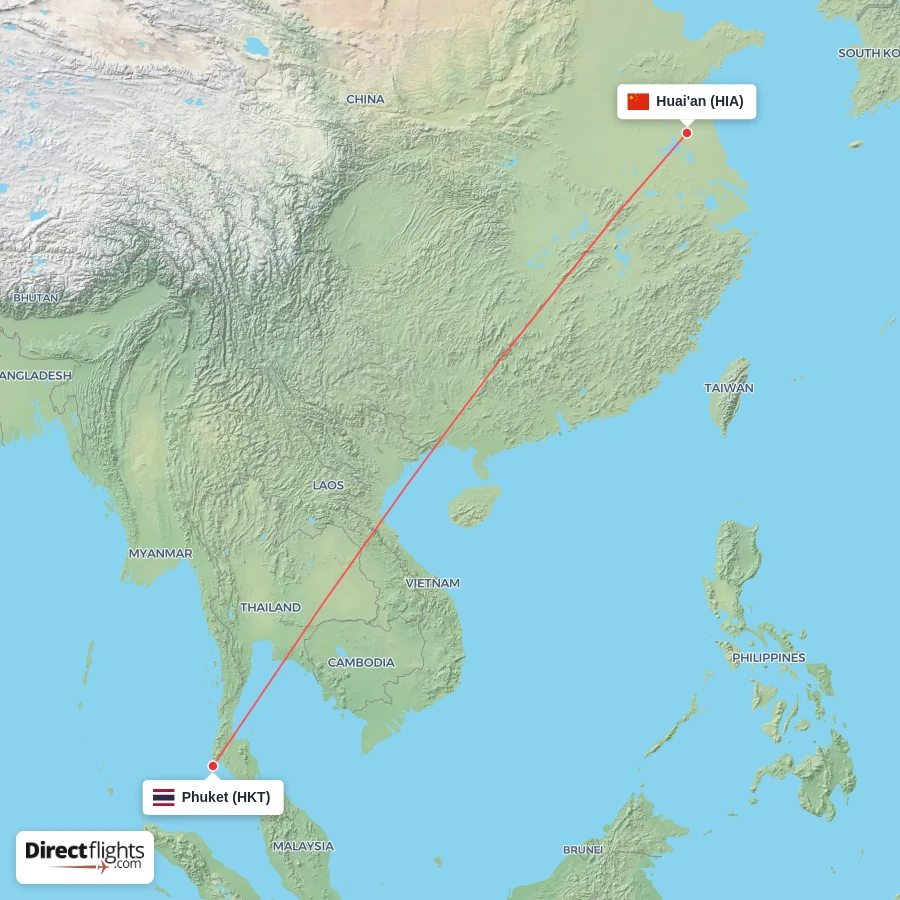HIA - HKT route map