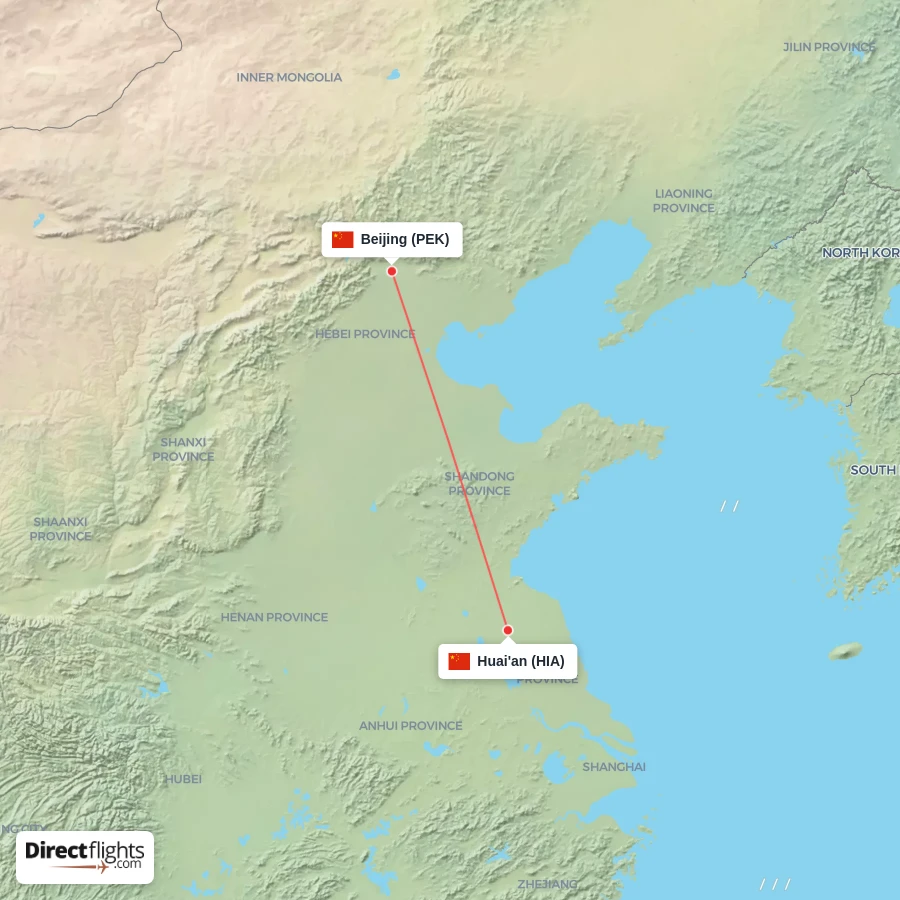 HIA - PEK route map