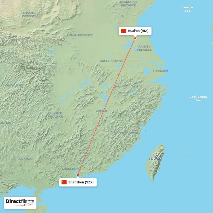 HIA - SZX route map