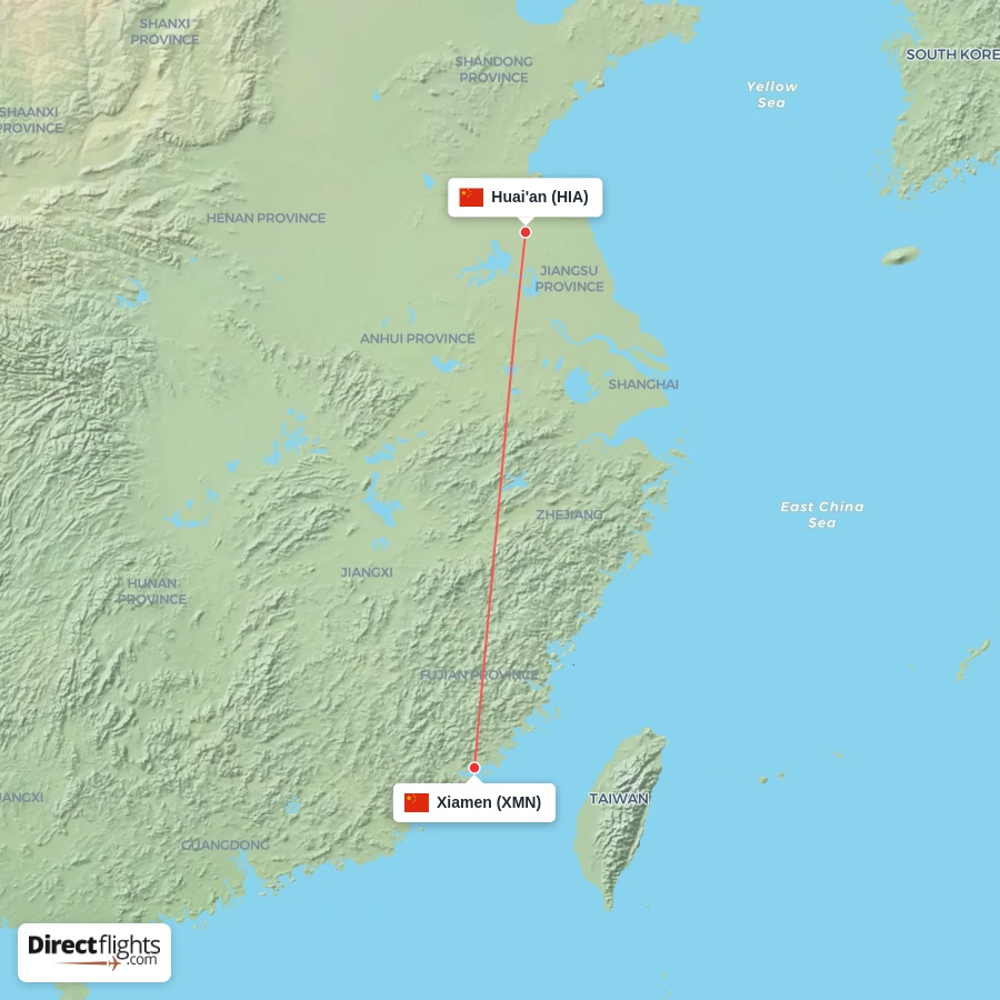 HIA - XMN route map