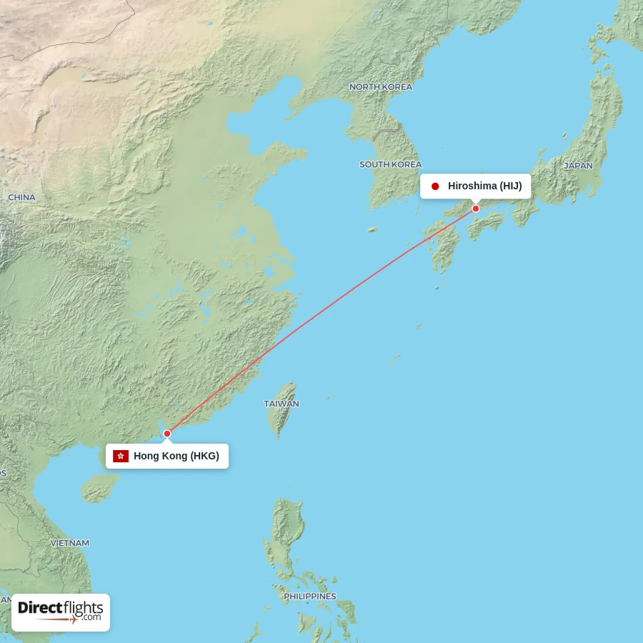 HIJ - HKG route map