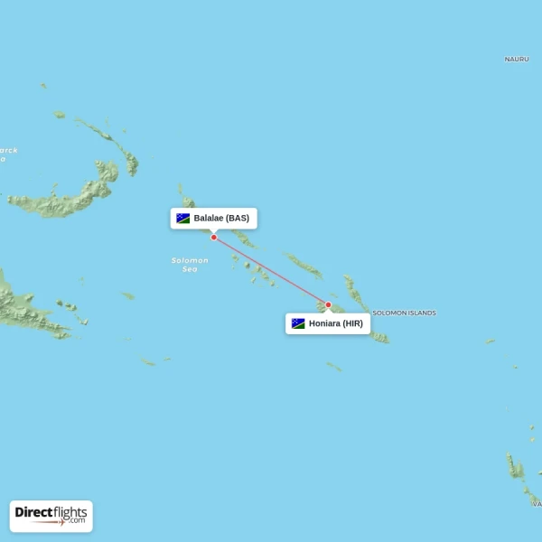 Honiara - Balalae direct flight map