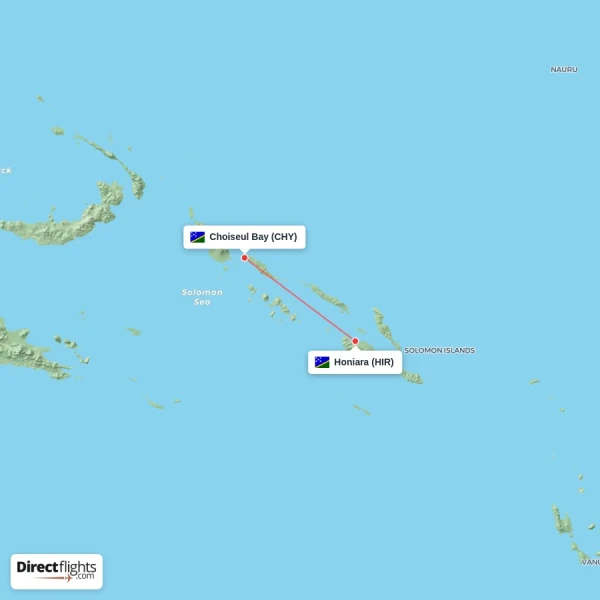 Honiara - Choiseul Bay direct flight map