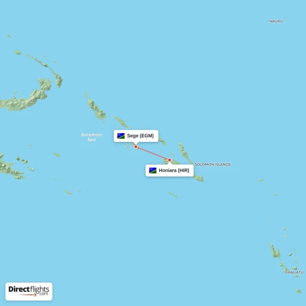 Honiara - Sege direct flight map