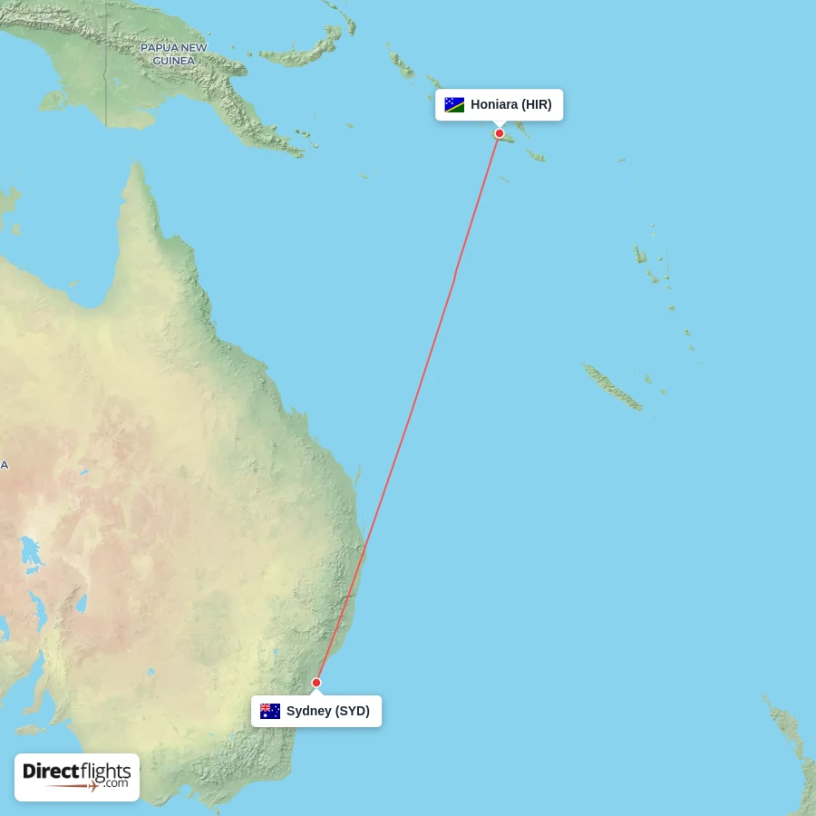 HIR - SYD route map