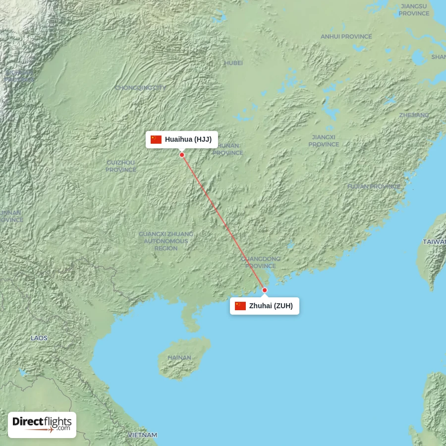 HJJ - ZUH route map