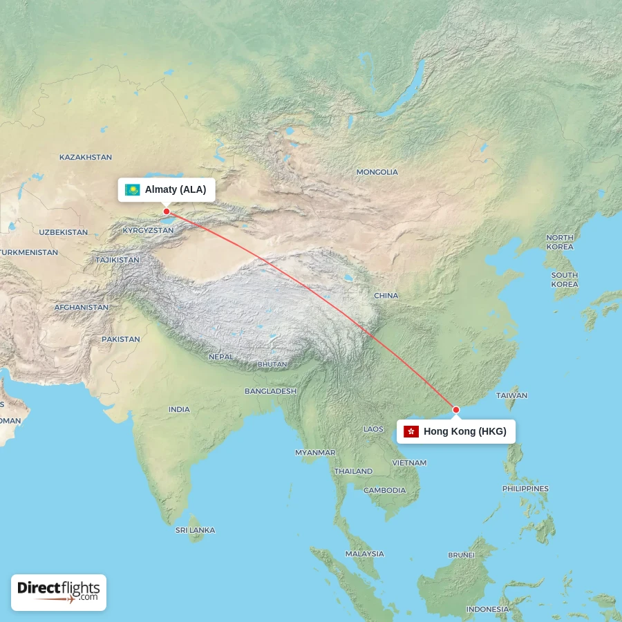 HKG - ALA route map