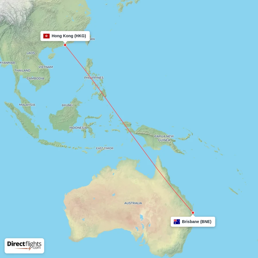 HKG - BNE route map