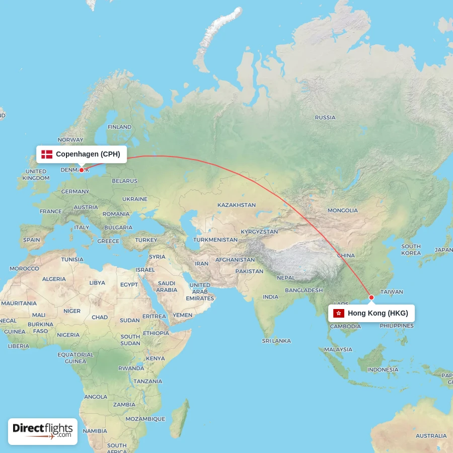 HKG - CPH route map