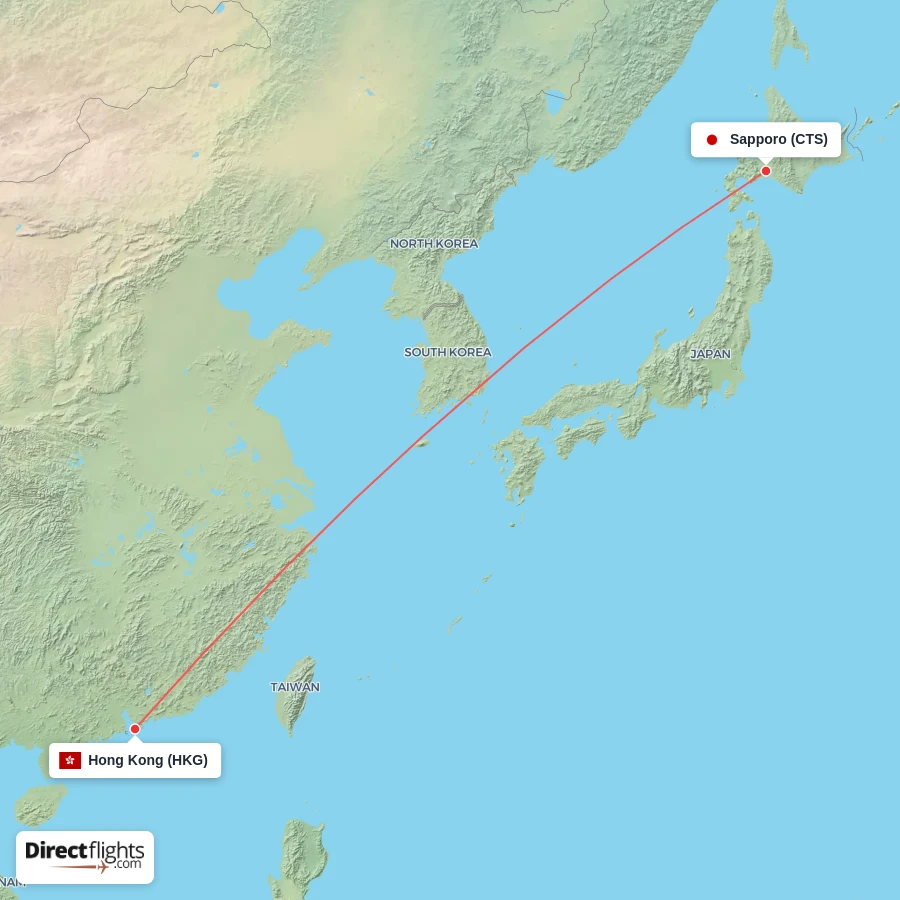 HKG - CTS route map