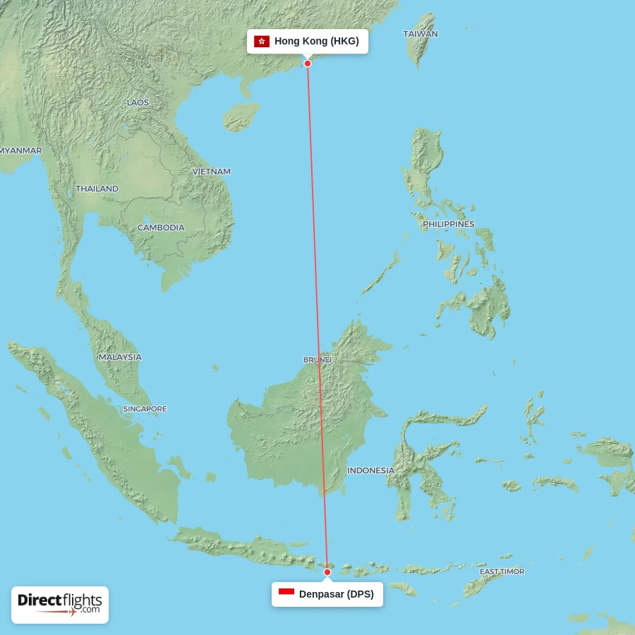 HKG - DPS route map