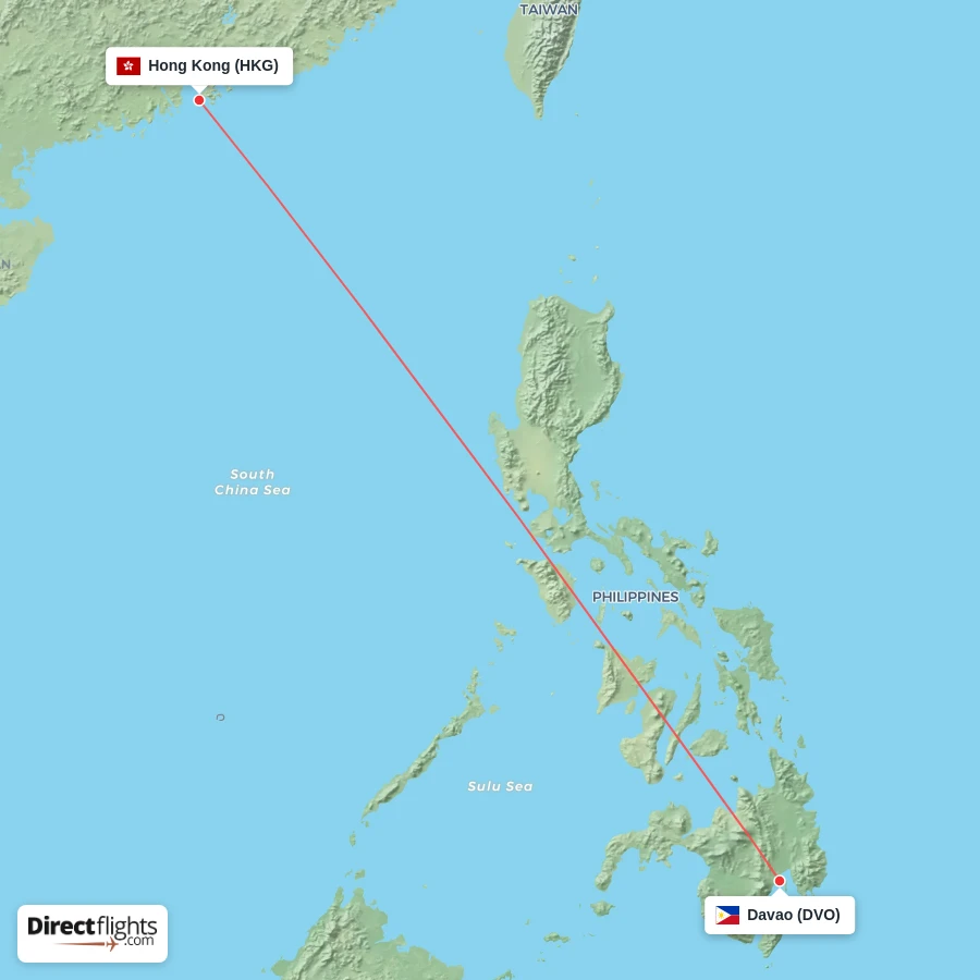 HKG - DVO route map