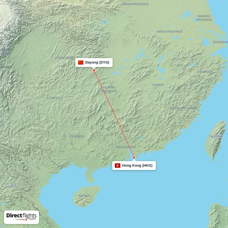 HKG - DYG route map
