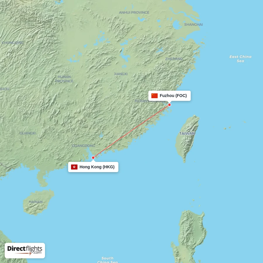 HKG - FOC route map