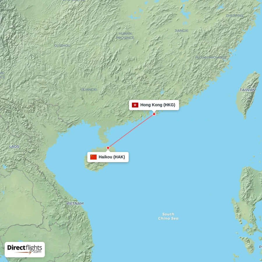 HKG - HAK route map