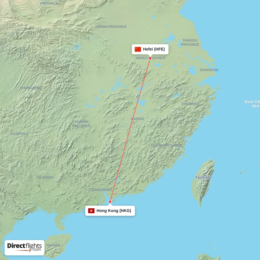 HKG - HFE route map