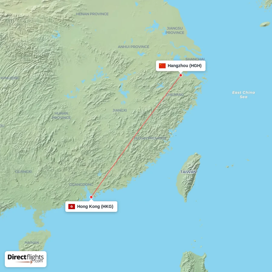 HKG - HGH route map
