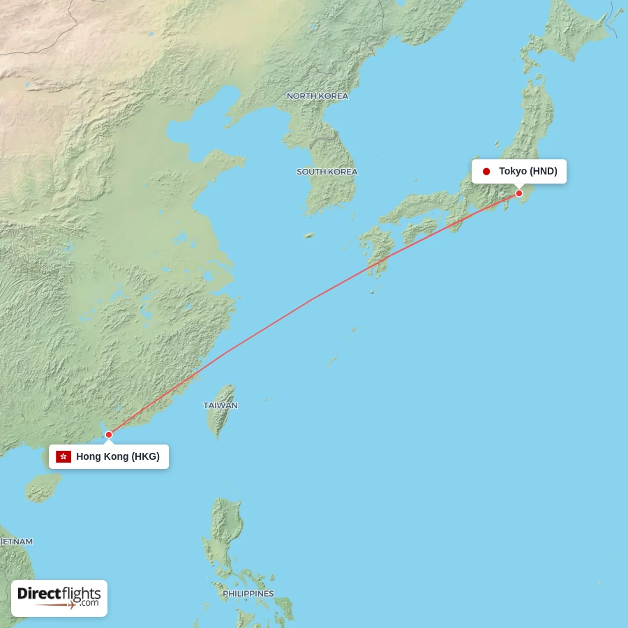 HKG - HND route map