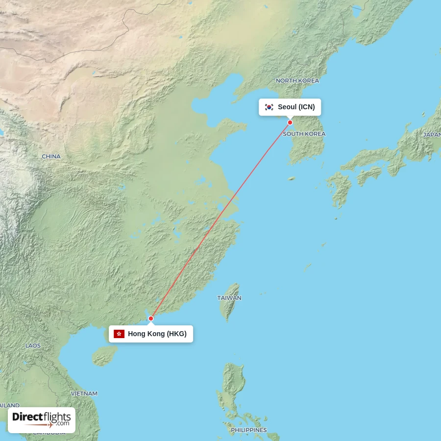 HKG - ICN route map