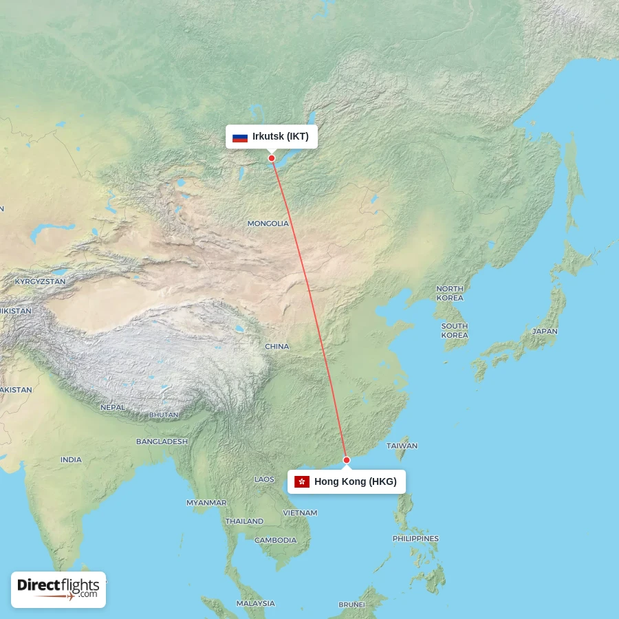 HKG - IKT route map