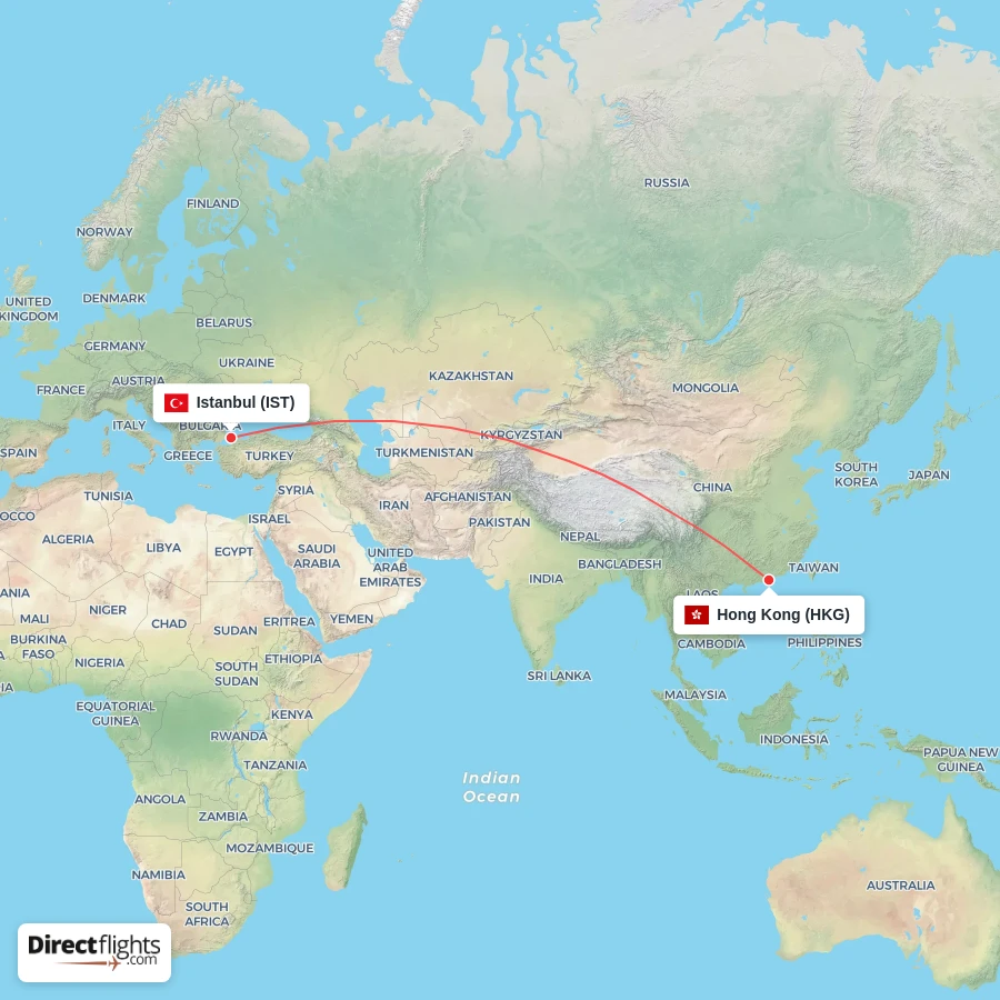 HKG - IST route map