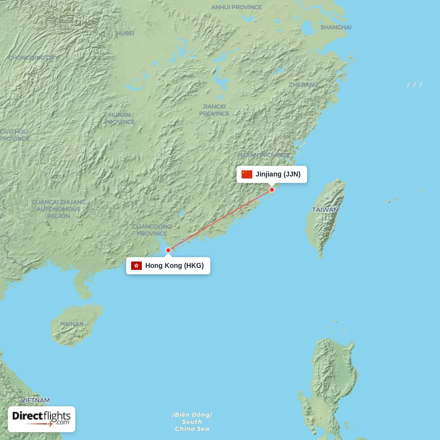 HKG - JJN route map
