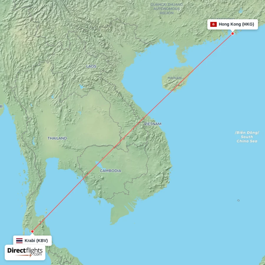 HKG - KBV route map