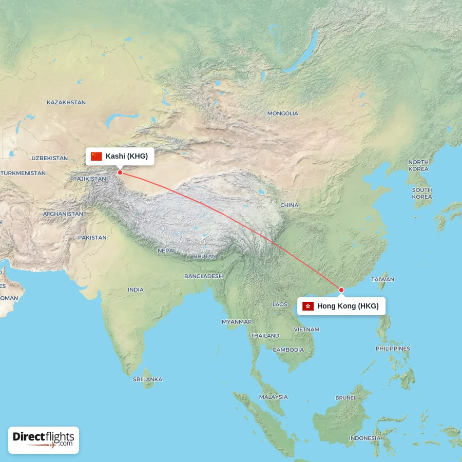HKG - KHG route map