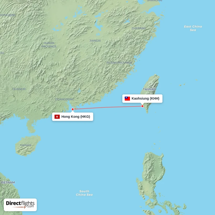 HKG - KHH route map