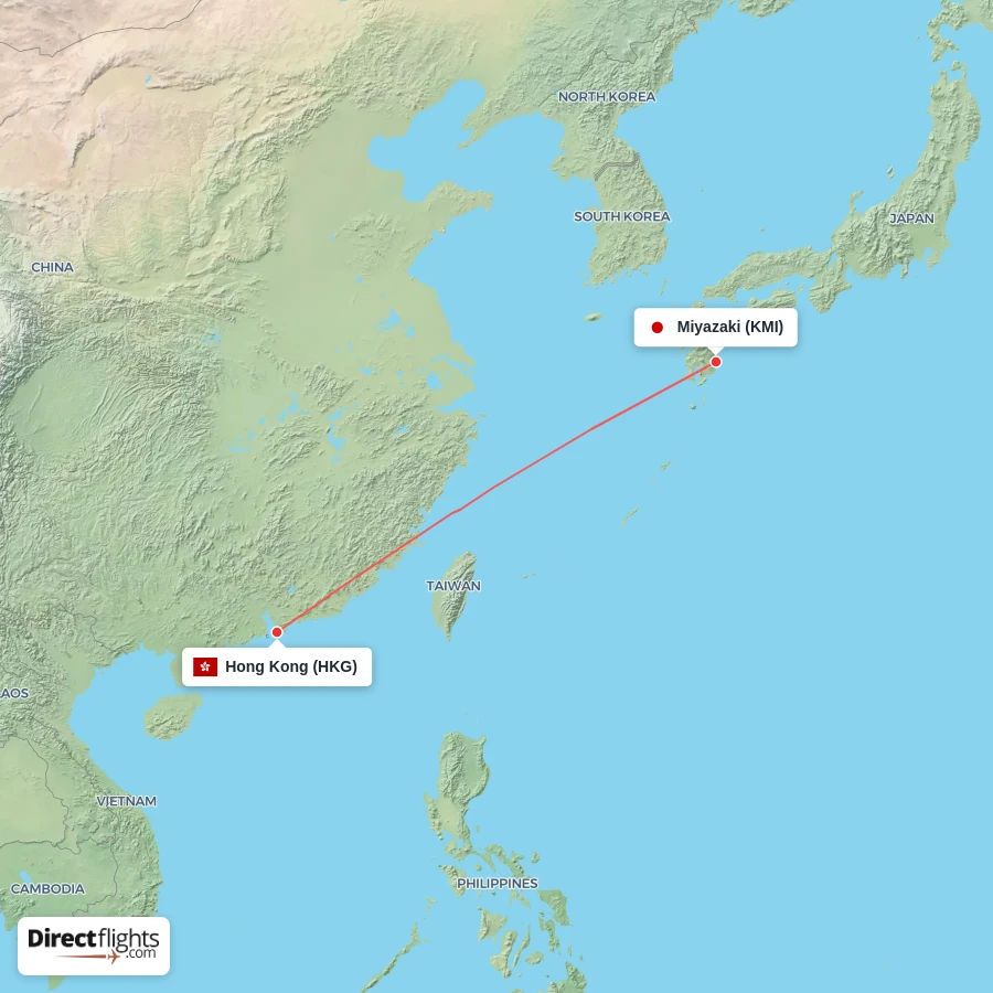 HKG - KMI route map
