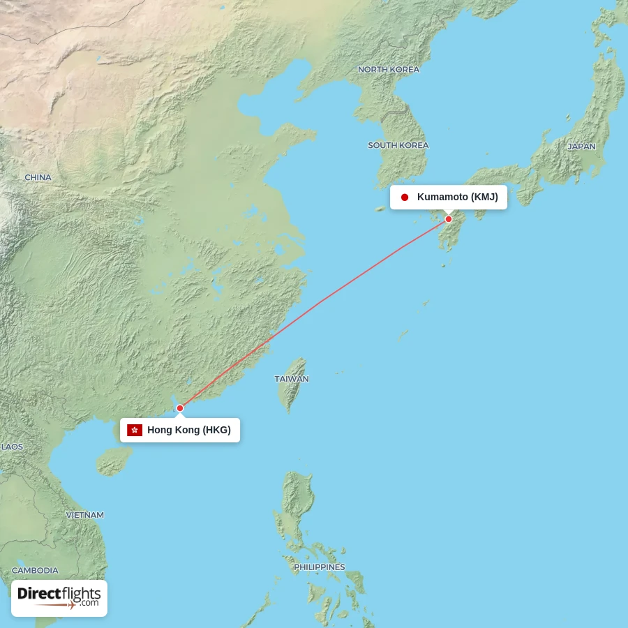 HKG - KMJ route map
