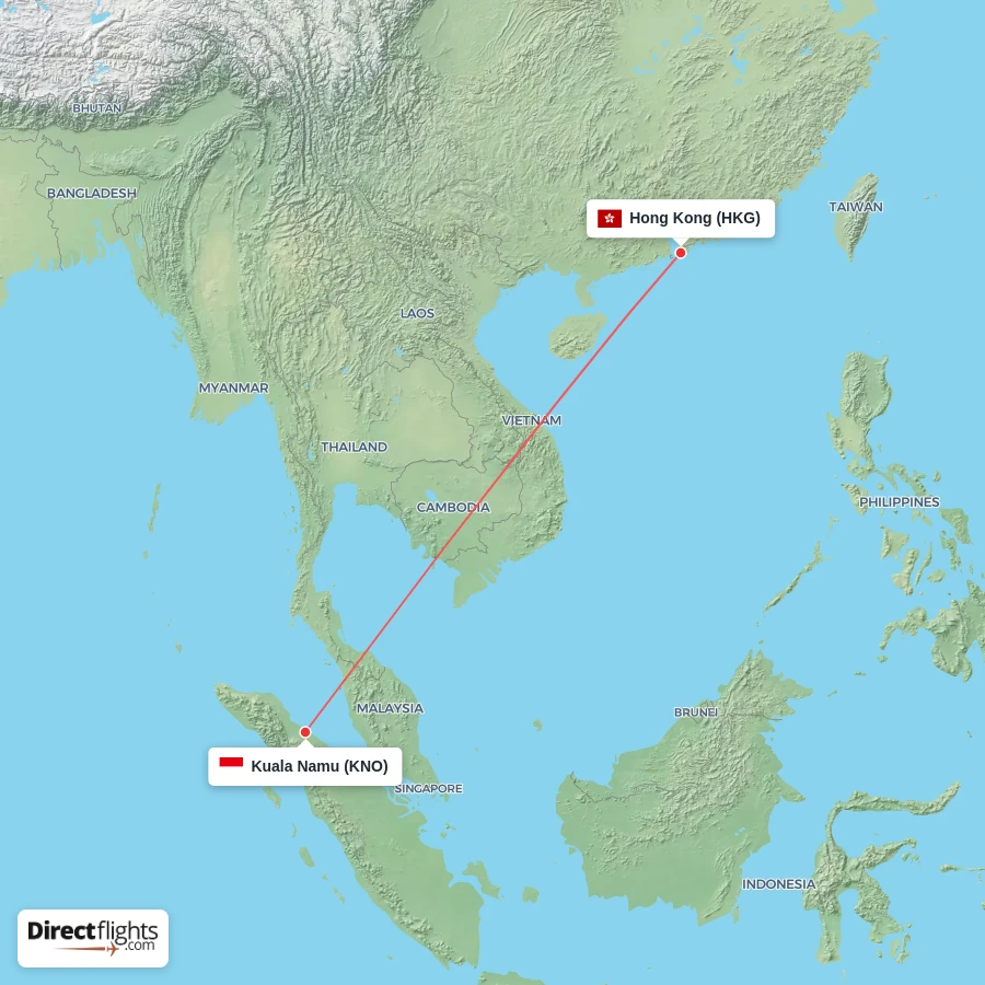 HKG - KNO route map