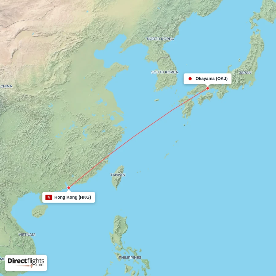 HKG - OKJ route map