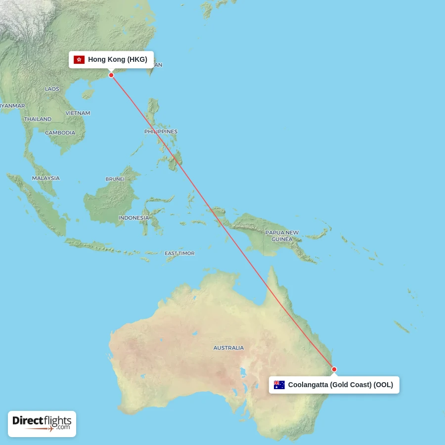 HKG - OOL route map