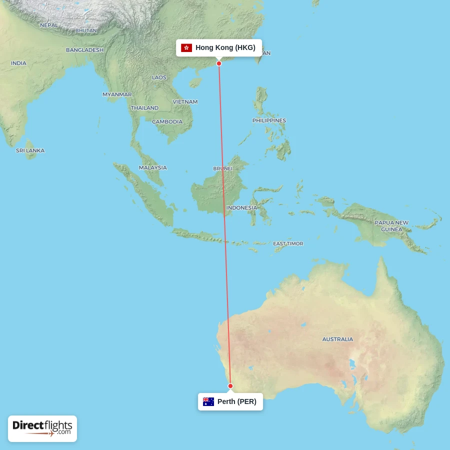 HKG - PER route map