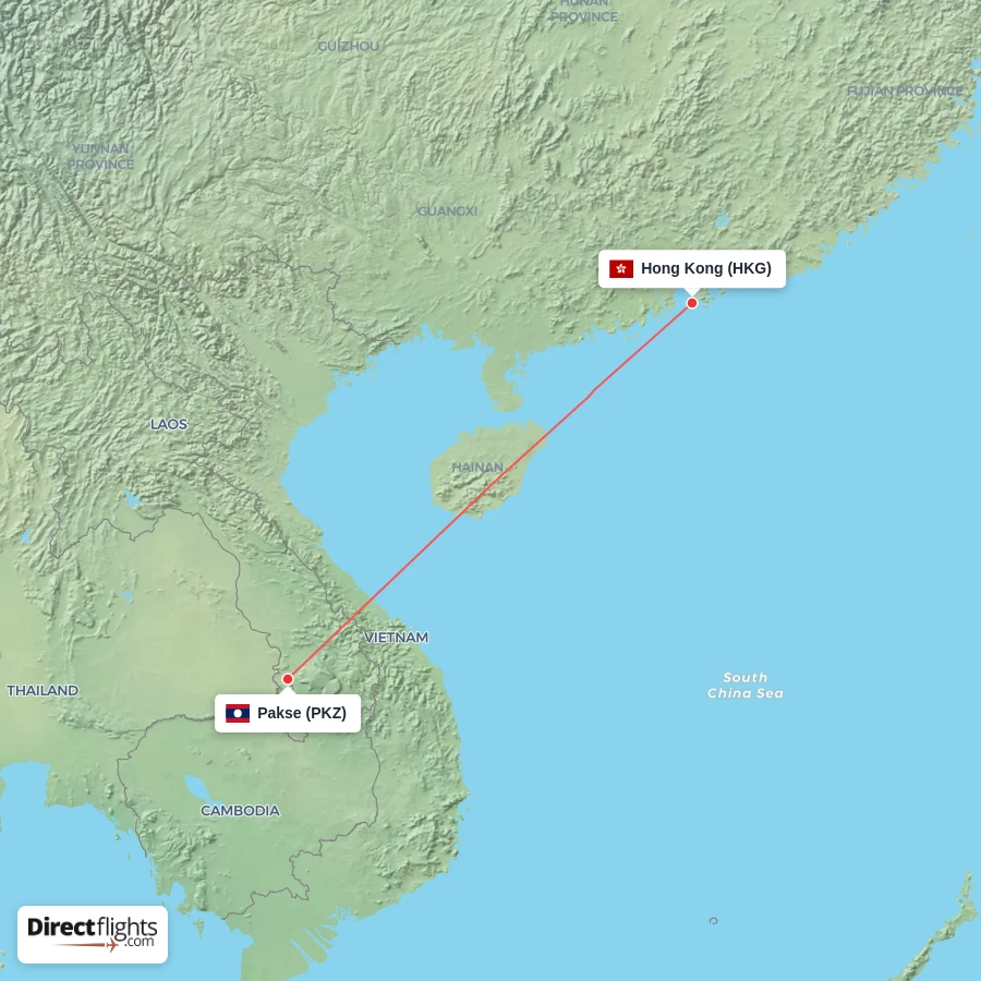 HKG - PKZ route map