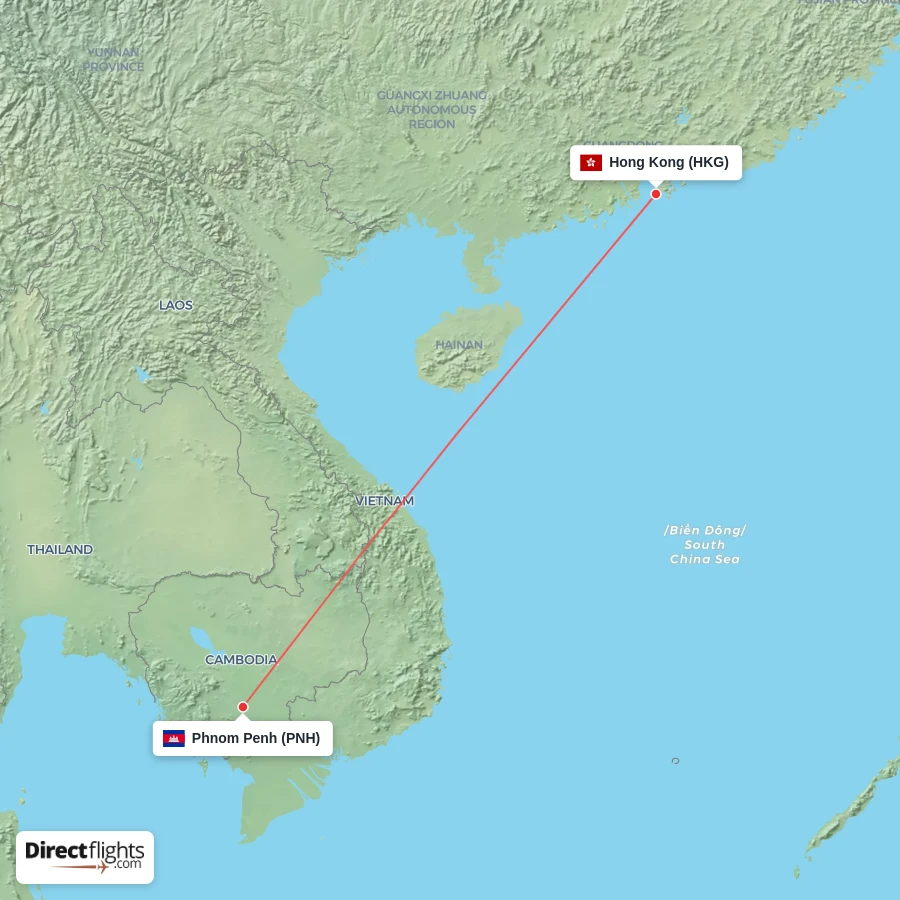 HKG - PNH route map