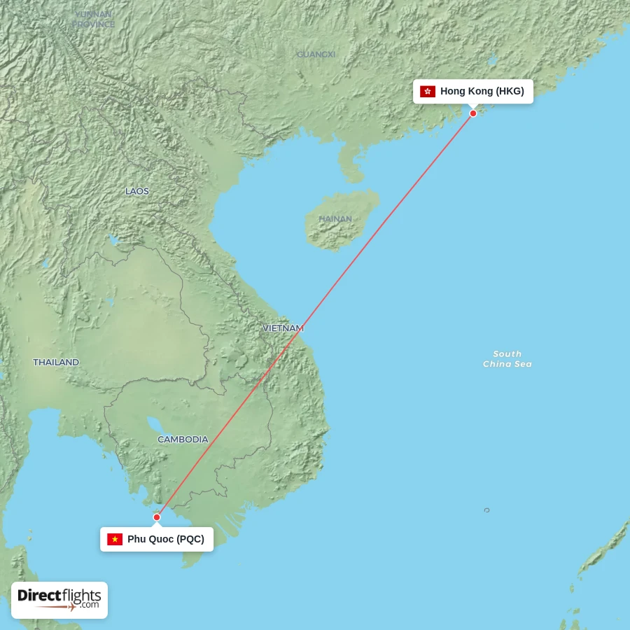 HKG - PQC route map