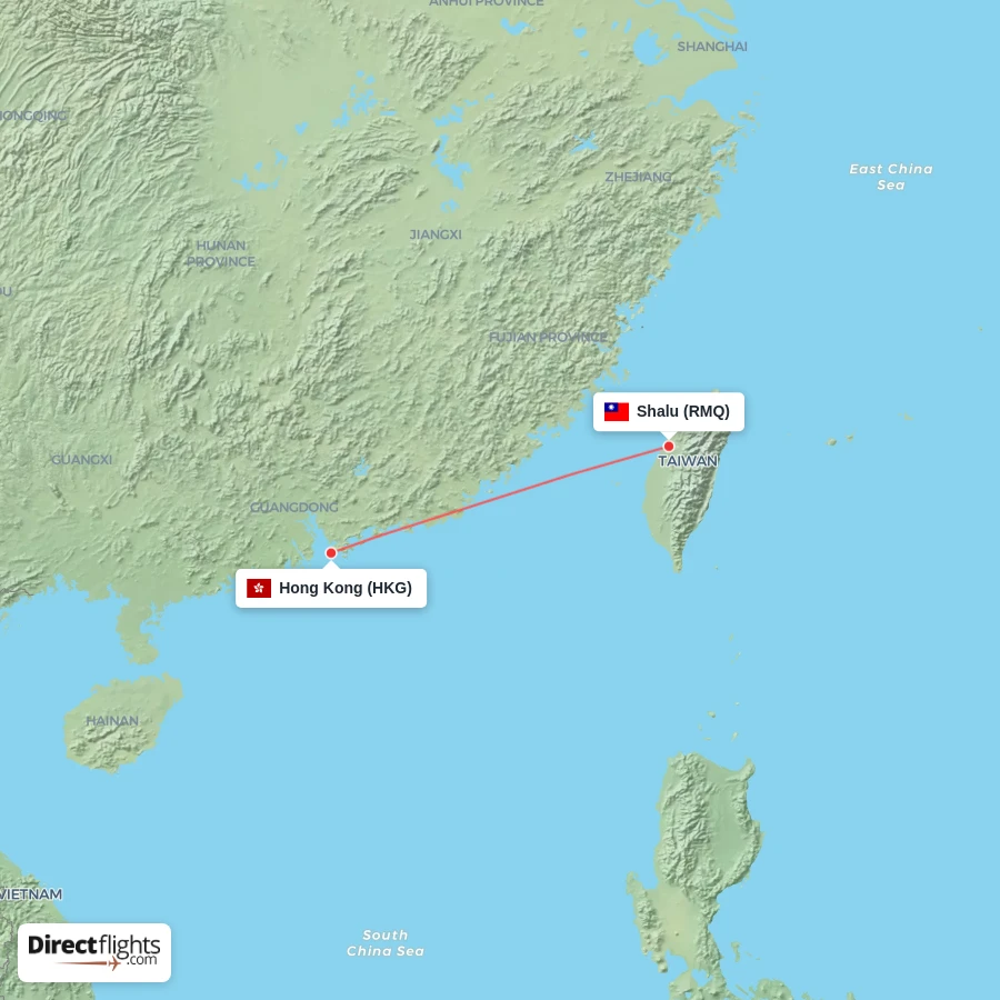 HKG - RMQ route map