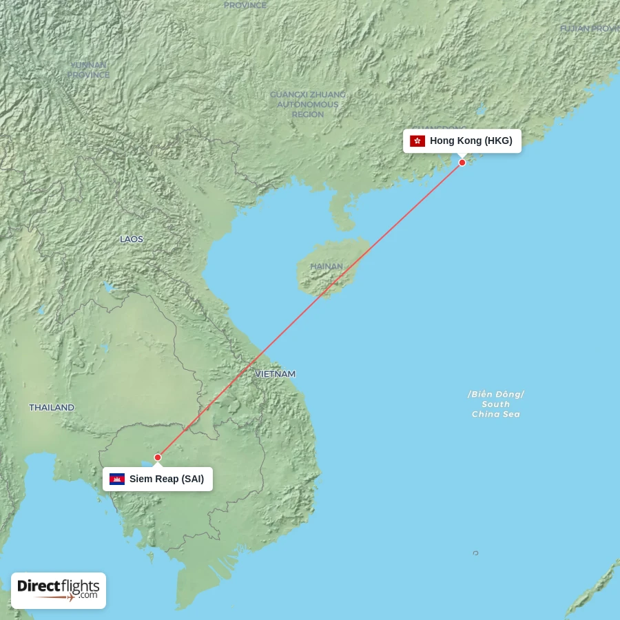 HKG - SAI route map