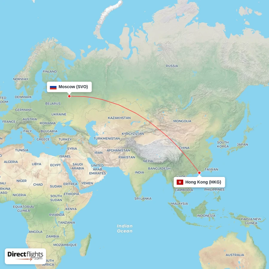 HKG - SVO route map