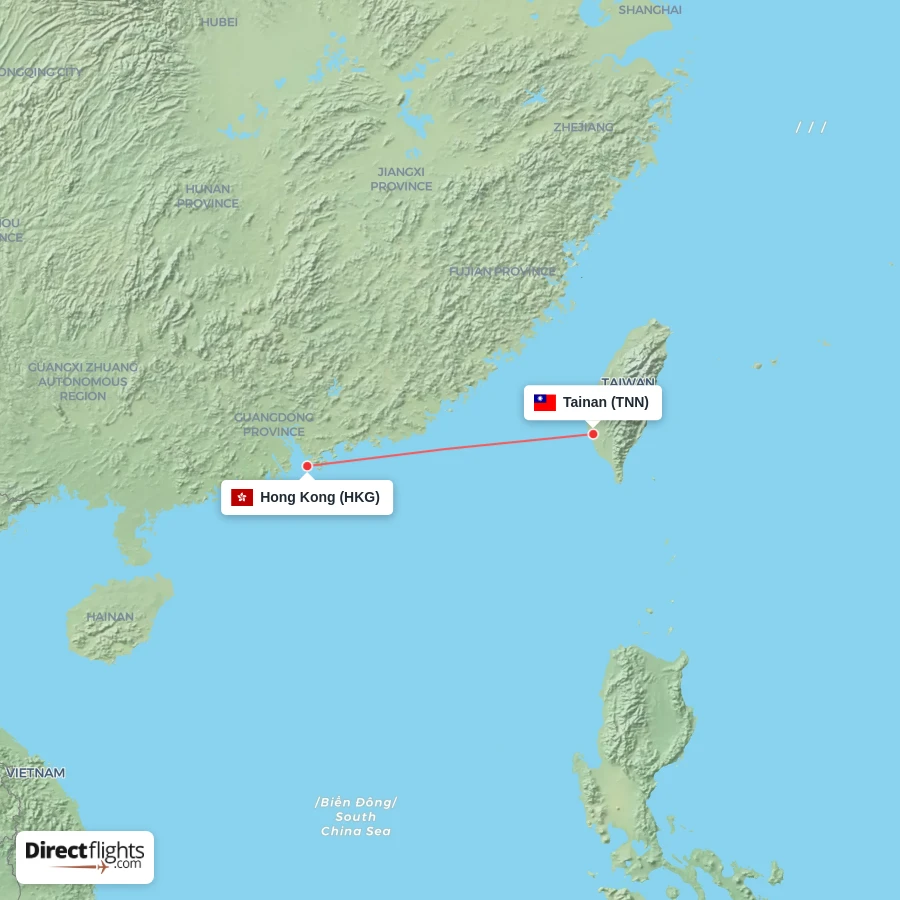 HKG - TNN route map