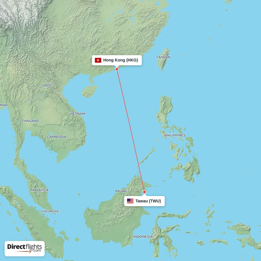 HKG - TWU route map