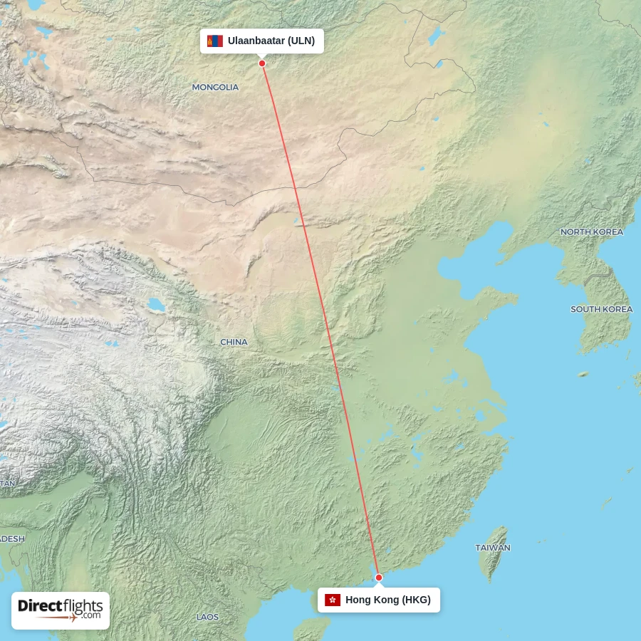 HKG - ULN route map