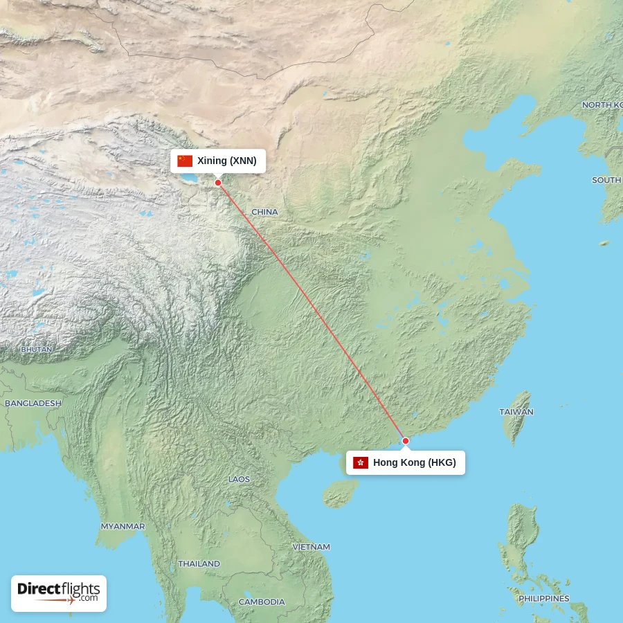 HKG - XNN route map