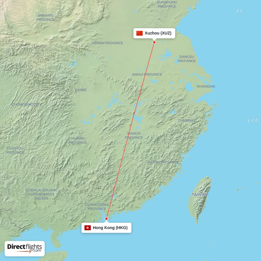 HKG - XUZ route map