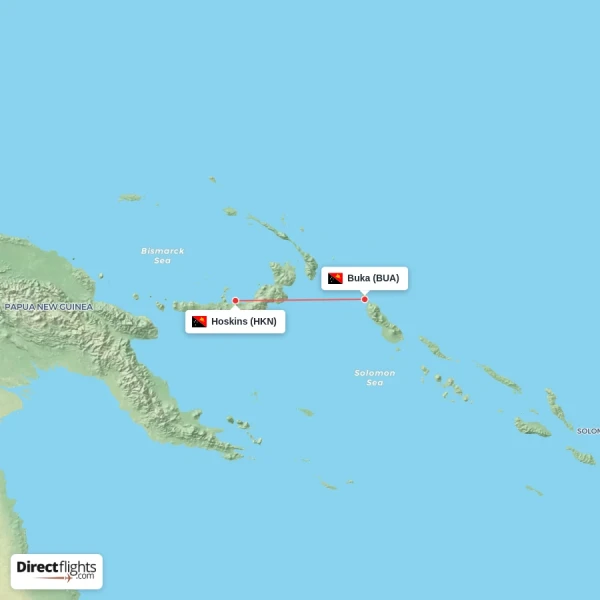 Hoskins - Buka direct flight map
