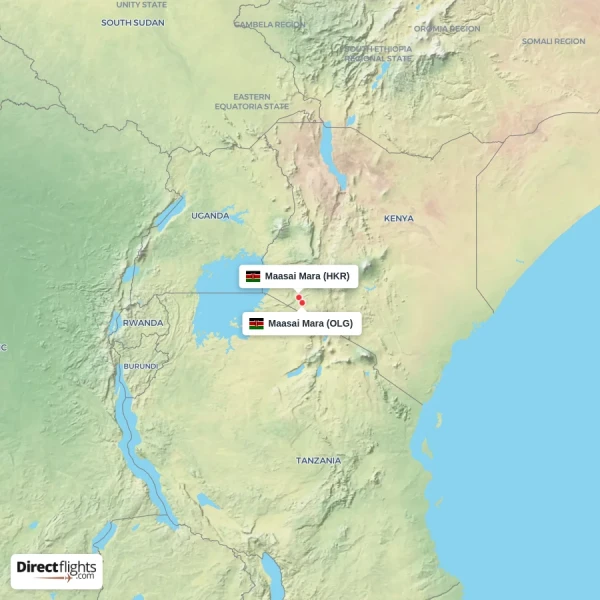 Maasai Mara - Maasai Mara direct flight map